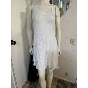 Deca Paris Womens M/L Tunic Tank Dress Sheer White Quina Layering Lagenlook NWT